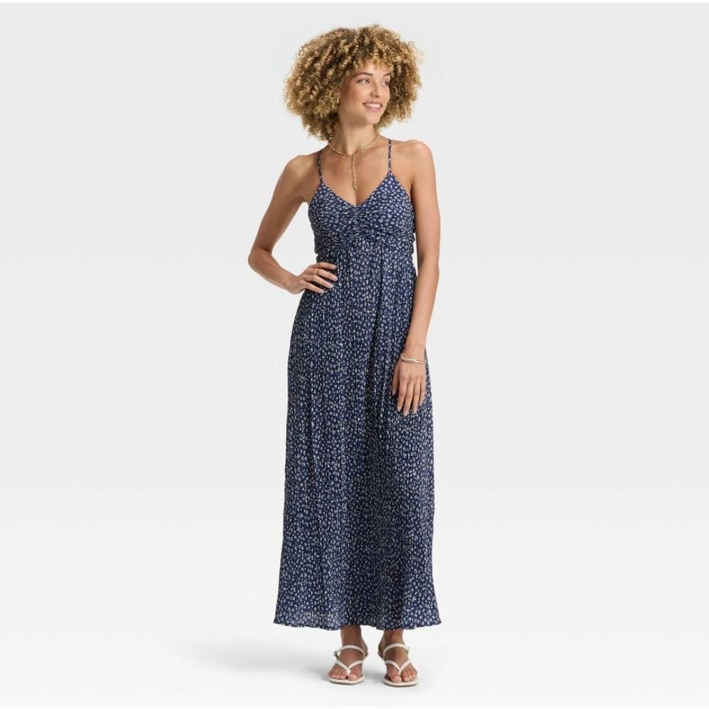 a new day Navy Blue Printed Maxi Dress
